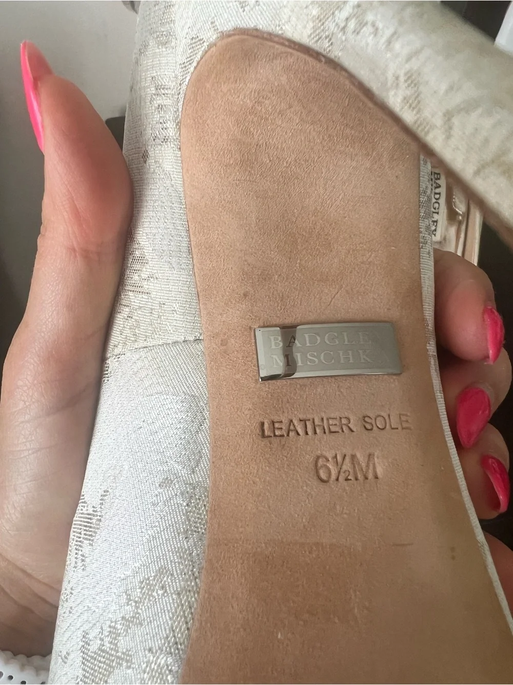 Badgley Mischka Ivory Brocade Jeweled Peep-Toe Pumps